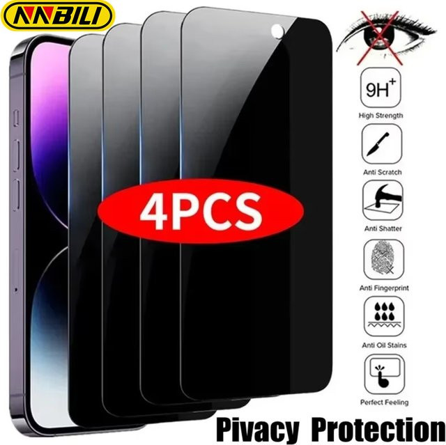 NNBILI 4-teiliges Anti-Spy-Sichtschutz-Set für iPhone 11 bis iPhone 18 Pro Max mit Vollbild-Schutzglas - Bild 1