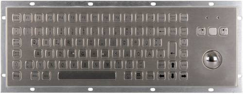 Joy-it IPC Keyboard 02 Kabelgebundene Tastatur Silber mit Trackball und Maustasten, QWERTZ Deutsch, IP65 NEMA 4X Schutzklasse - Bild 1