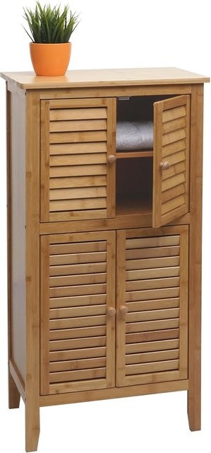 Badezimmerschrank MCW-B18 aus Bambus mit 4 Türen, Braun, B/T/H: 100 x 50 x 30 cm - Bild 1