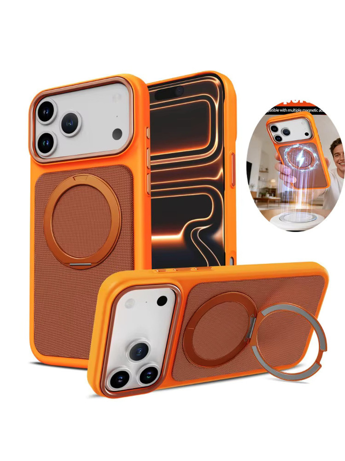 DO AS YOU WISH Magnetische Stoff-Hülle für iPhone mit Ringhalter in Orange - Bild 7
