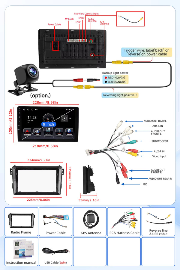 ESSGOO Multimedia-Videoplayer und Autoradio mit Android 15, kabellosem CarPlay und Android Auto, Bluetooth und Wi-Fi, Schwarz, für OPEL Agila, SUZUKI Splash und Ritz 2008–2014 - Bild 6