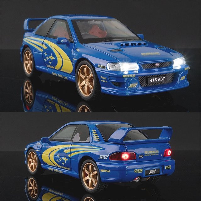 RMZ City Impreza STI Diecast Modellauto in Blau im Maßstab 1:32 mit öffnenden Türen und Stoßdämpfung aus Metall - Bild 1