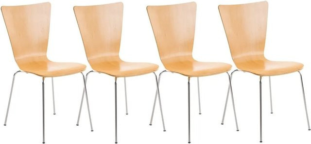 4er Set DELUKE TOKYO Besucherstühle aus Holz in Natura, stapelbare Konferenzstühle und Bürostühle, B/T/H: 43 x 50 x 84 cm - Bild 1