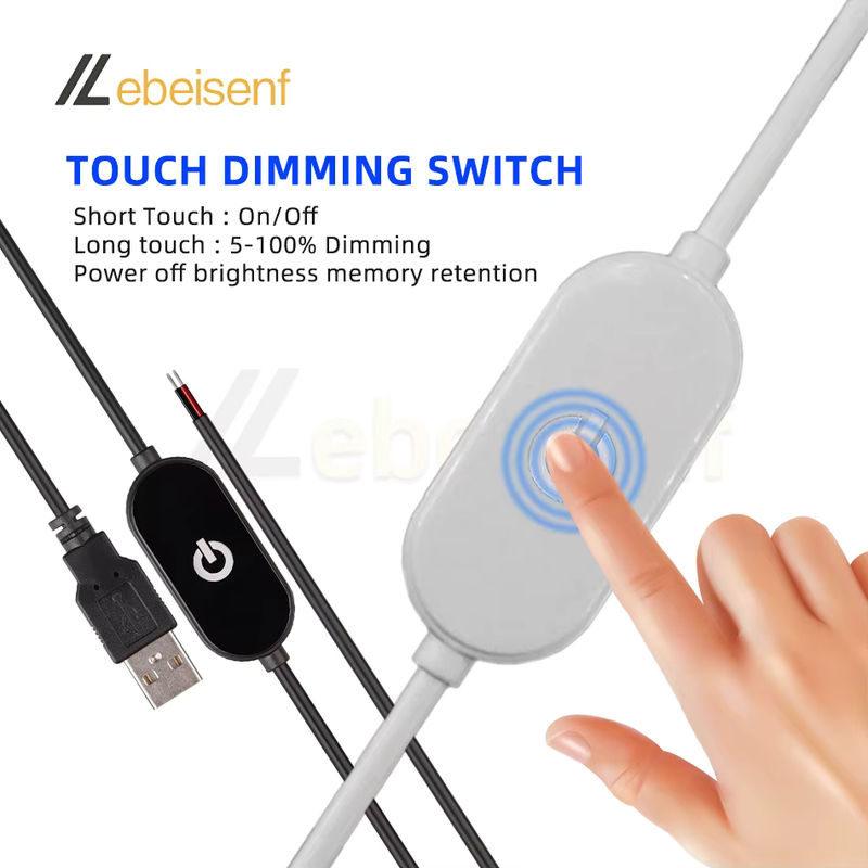 lebeisenf USB-Touch-Dimmschalterkabel Schwarz für einkanalige LED-Streifen, 5V 2A, 1,5 m Länge, 5–100 % Dimmer-Controller - Bild 4