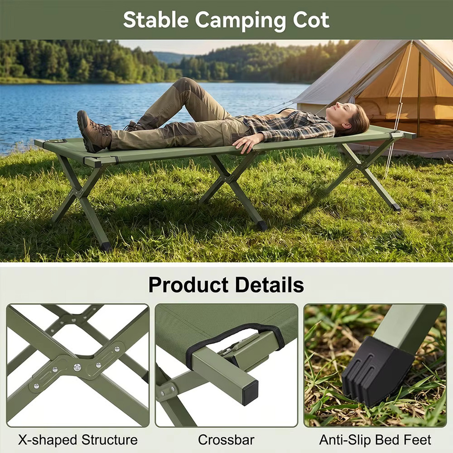 ELOOLE Campingliege als ultraleichtes Klappbett in Grün für Outdoor und Reisen - Bild 7