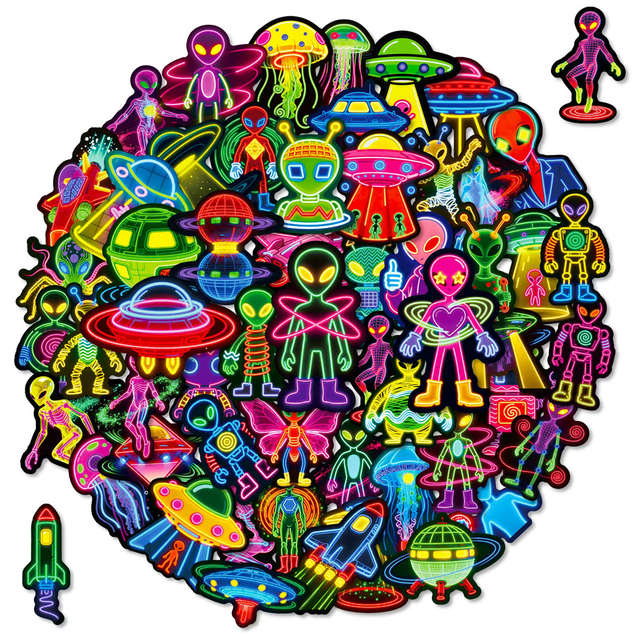 50 Stück süße Alien-Aufkleber in Multicolour für Telefon, Laptop und Skateboard - Bild 2