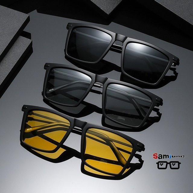 Samjune Sonnenbrille, quadratisch, Vollrand, schwarz, Herren, polarisiert - Bild 1