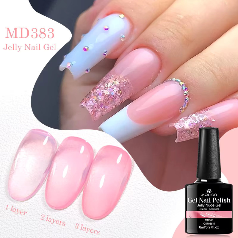 MSRUIOO Nagellack, Milchig-weißer Nude Pink, 8 ml, Glänzend - Bild 4