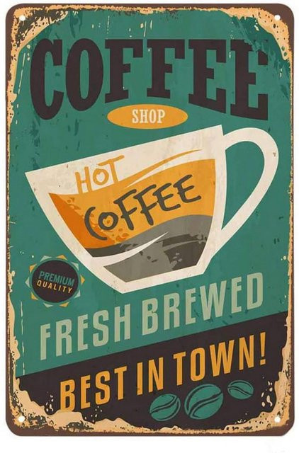 Vintage Kaffee Metallschild CIFbuy Wandkunst in Hellgrün und Mehrfarbig für Cafe und Küche - Bild 1