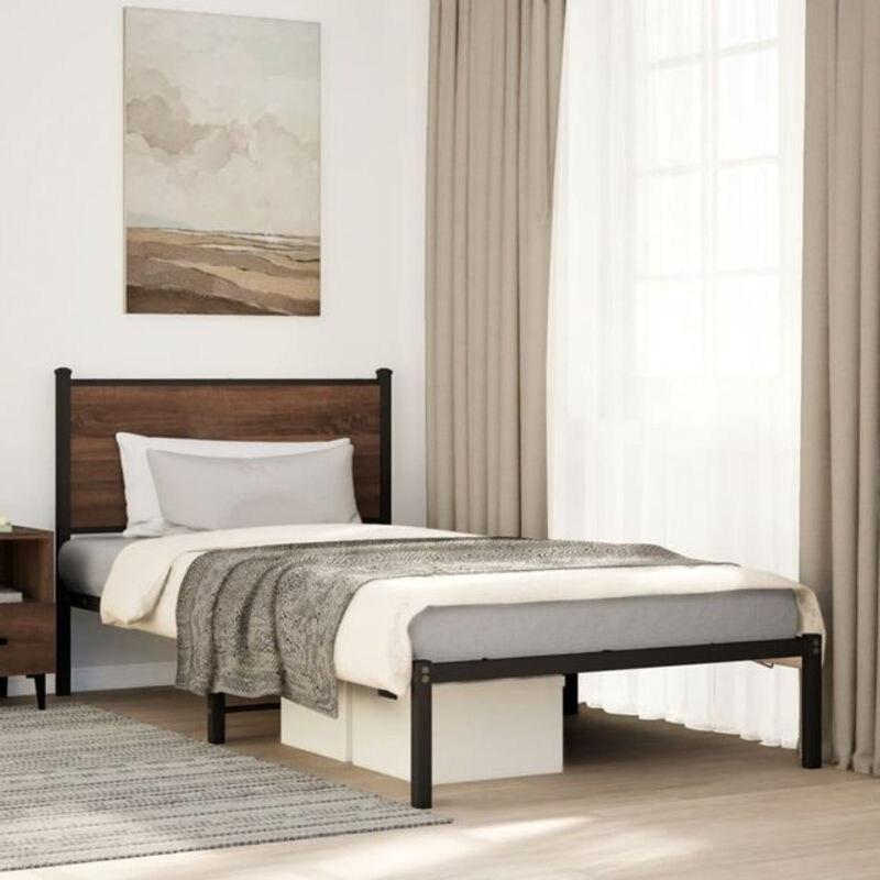 Metallbett Vidaxl aus Stahl in Braun im Industrial Design, B/H: 107 x 203 cm - Bild 1