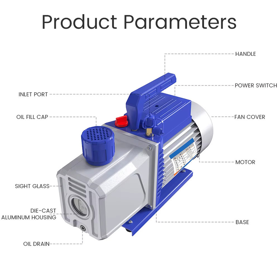 Podofo 2RS-4 Zweistufige Drehschieber-Vakuumpumpe in Blau für Auto-HVAC-Klimaanlagenreparatur mit 10CFM und 2HP Hochleistung - Bild 5