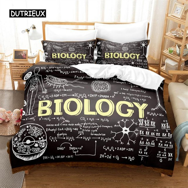 Jinmeige Bettwäsche-Set mit Chemische Elemente Design, 3-teiliges Microfaser-Bettwäsche-Set in Schwarz mit Digitaldruck, B/H: 140 x 200 cm - Bild 1