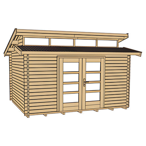 WEKA Gartenhaus 158 Gr.2 aus europäischer Fichte in Beige mit Pultdach und modernem Design B/H/T: 430 x 281 x 300 cm - Bild 2