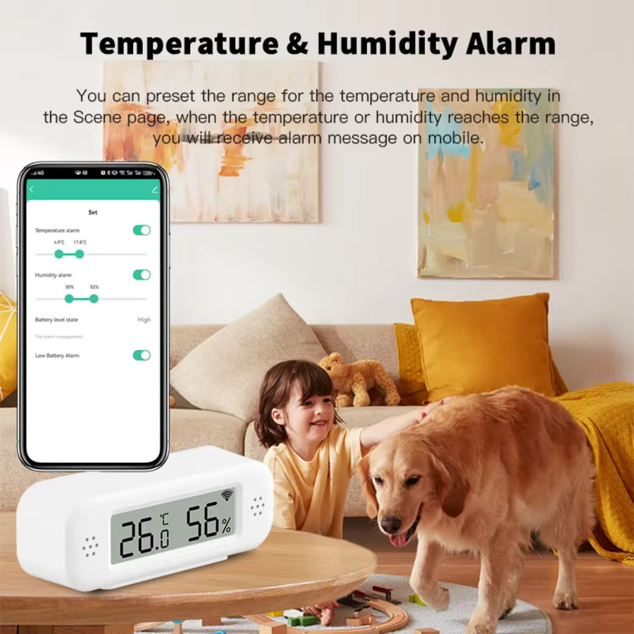 Tuya WiFi Temperatur und Feuchtigkeit Sensor in Weiß für Smart Home mit App-Steuerung und Integration für Alexa und Yandex SmartLife - Bild 2