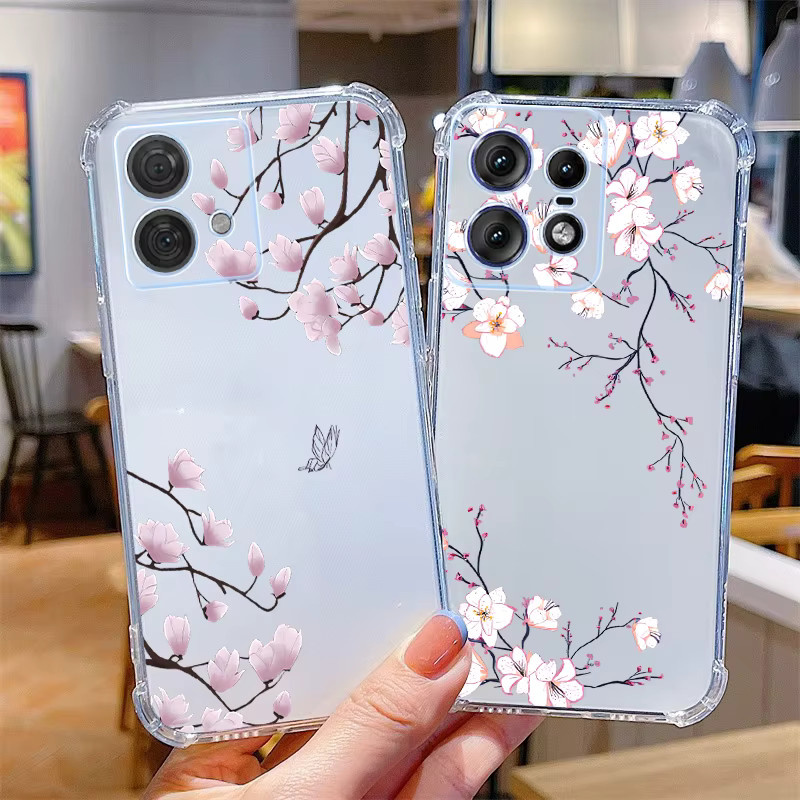EDGE 40 Neo Transparentes Handycase mit Zartem Blumenmuster für Motorola Moto Edge 40 Neo, 30 Neo, 50 Pro, 30 Pro, E13, E22, E32, E20, E7 - Bild 1