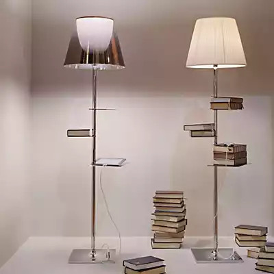 Flos Bibliotheque Nationale Tischleuchte aus Glas und Metall in Grau und Silber