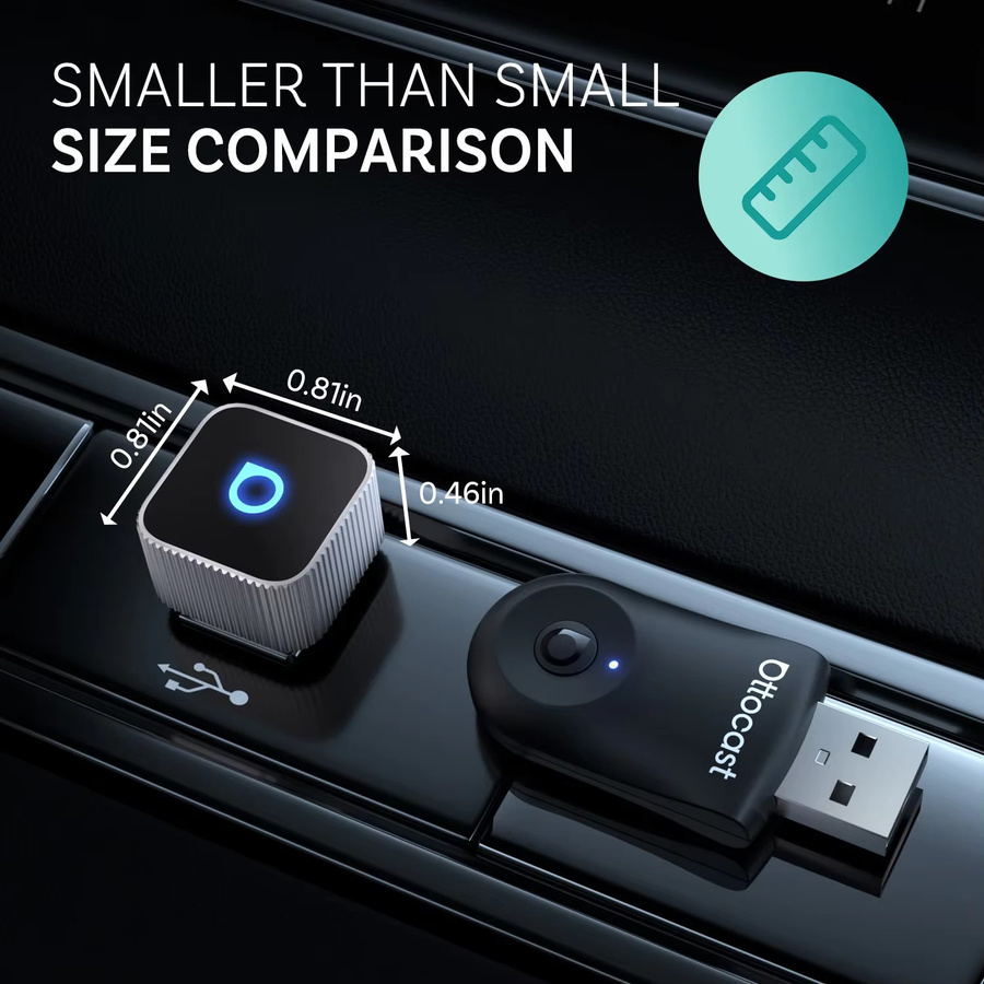OTTOCAST Mini Slim Cube Wireless CarPlay und Android Auto Adapter 2 in 1 USB AI Autozubehör in Schwarz - Bild 3
