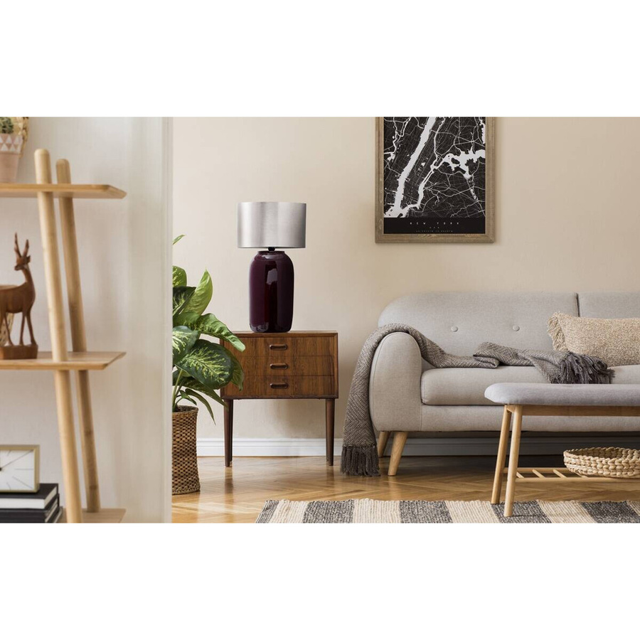 Kayoom Tischleuchte aus Eisen in Silber und Lila mit E27 Fassung, B/H/T: 31 x 57,5 x 31 cm - Bild 2