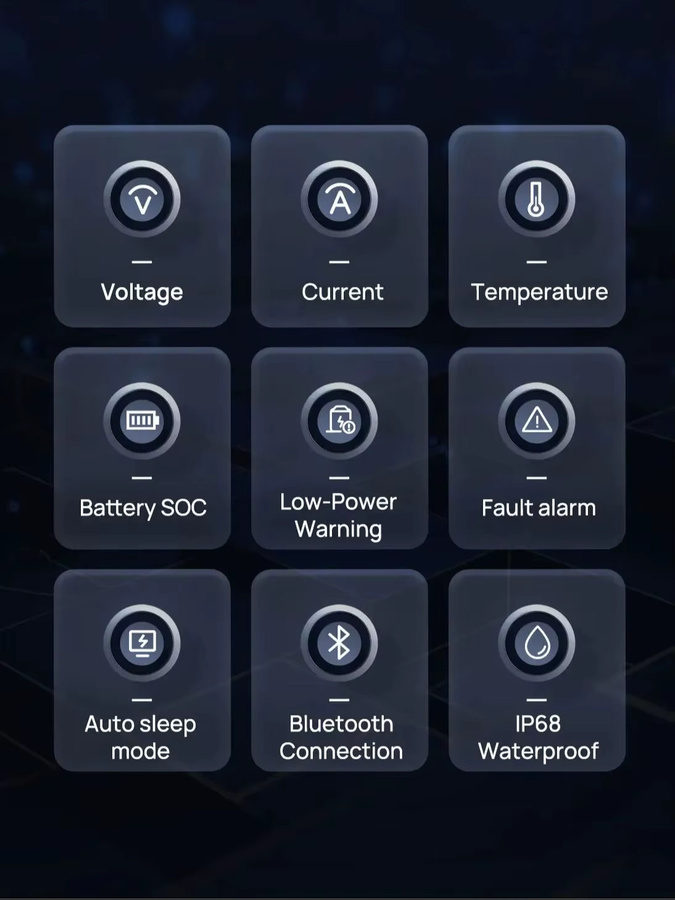 JNFN ANT BMS Bluetooth Batteriestandsanzeige mit 2,8 Zoll Display, RS485, Anzeige von Spannung, Strom, Temperatur und Coulometer-Kapazität in Schwarz - Bild 4