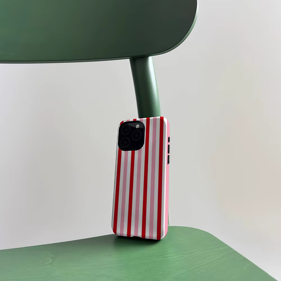 CaseLumi Matte Bumper MagSafe Hülle für iPhone 17 16 15 14 13 Pro Max mit rosa-roten Streifen - Bild 4