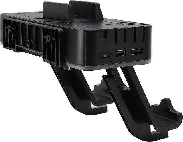 DIYelecs Wandhalterung für Nintendo Switch Controller mit Ladegerät, 10 Kartenfächern, 2 USB-Anschlüssen und 15 Lichtmodi, Schwarz - Bild 1