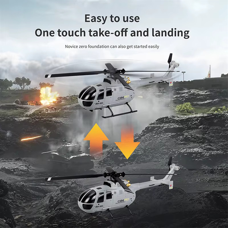 JIKEFUN C186 PRO RC Hubschrauber 4CH BO105, Flugzeug, ferngesteuert - Bild 5