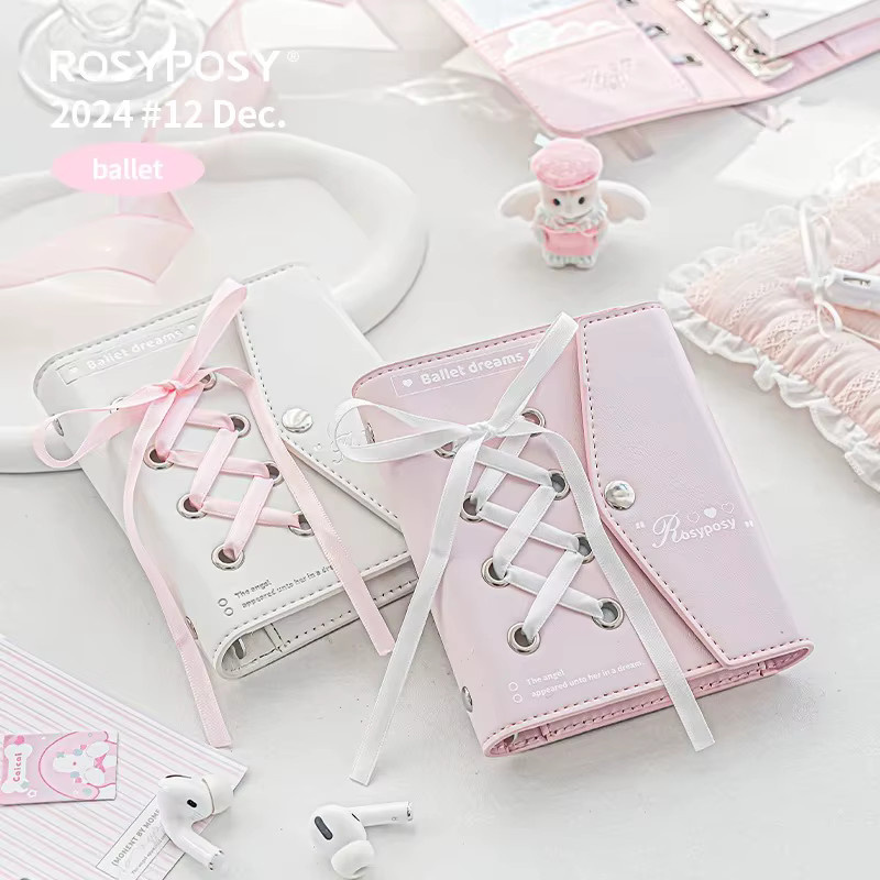 MINKYS 2025 Agenda Kawaii Ballett Planer Journal aus rosa PU Leder mit Ringbindung - Bild 1