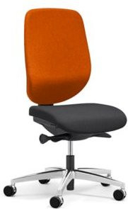 Giroflex Bürostuhl 353 ergonomischer Schreibtischstuhl mit Auto-Synchronmechanik und Muldensitz, ohne Armlehnen, orange/schwarz/alusilber - Bild 1