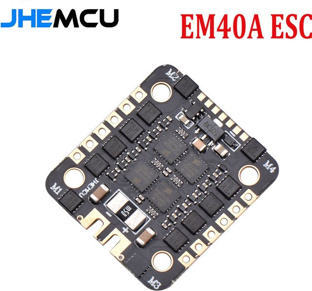 JHEMCU EM40A Bluejay DSHOT600 4in1 Bürstenloser ESC 2-6S 40A für FPV Micro Drohnen in Schwarz, 20x20 mm - Bild 1