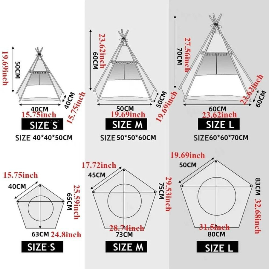 Waschbares Katzen-Tipi-Zelt von shenzhennalan in Gelb mit dickem Kissen und abnehmbarem Bezug für Hunde und Katzen in Größe M - Bild 3