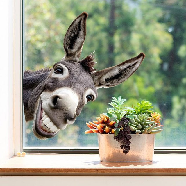 Personalisierter Fensteraufkleber mit Eselkopf zur Dekoration für Balkon und Fenster aus PVC - Bild 1