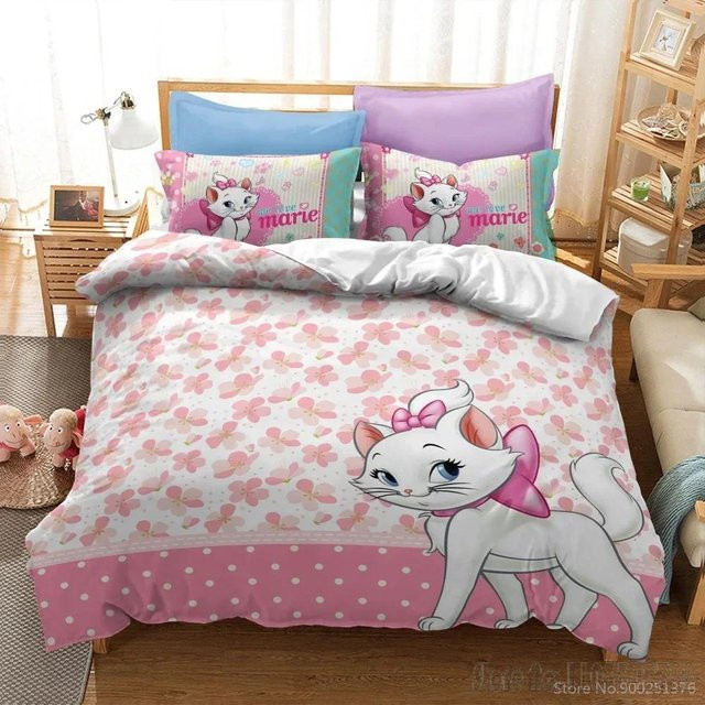 Bettwäschegarnitur Lodestar mit Marie-Katze-Motiv in Pink, bestehend aus Bettbezug und Kissenbezug aus Mikrofaser, Breite: 140 cm, Höhe: 210 cm - Bild 1