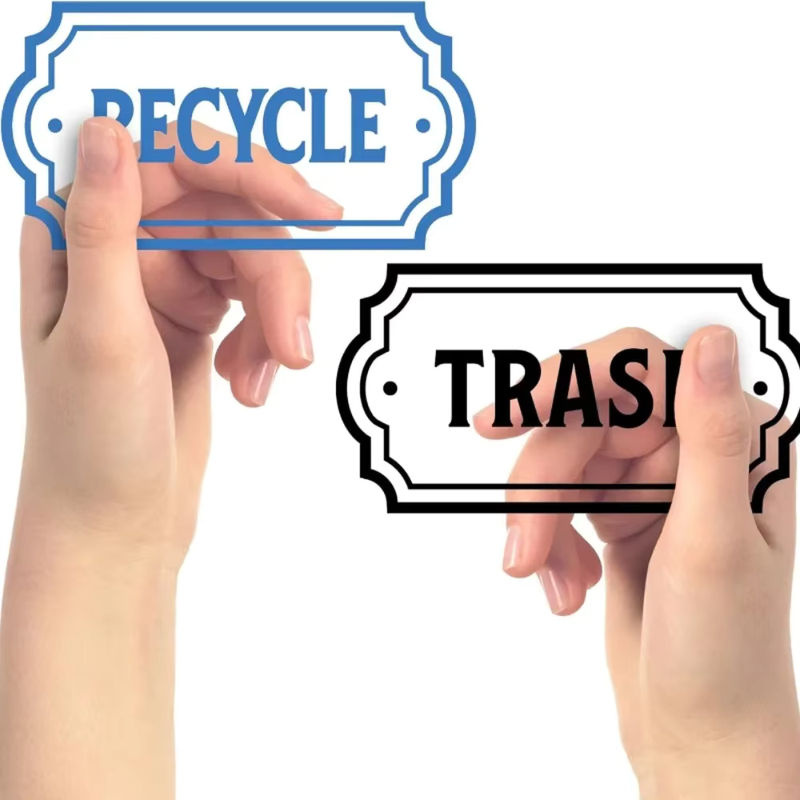 Entfernbare Vinyl Aufkleber mit Recycling- und Müll-Logo zur Dekoration von Mülleimern für Auto, Küche, Home Office in Schwarz und Mehrfarbig - Bild 2