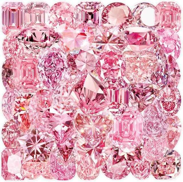 50 Stück transparente rosa Diamant-Aufkleber von AnimeWorlds Store zur Dekoration von Handyhüllen, Tassen und Gepäck - Bild 1