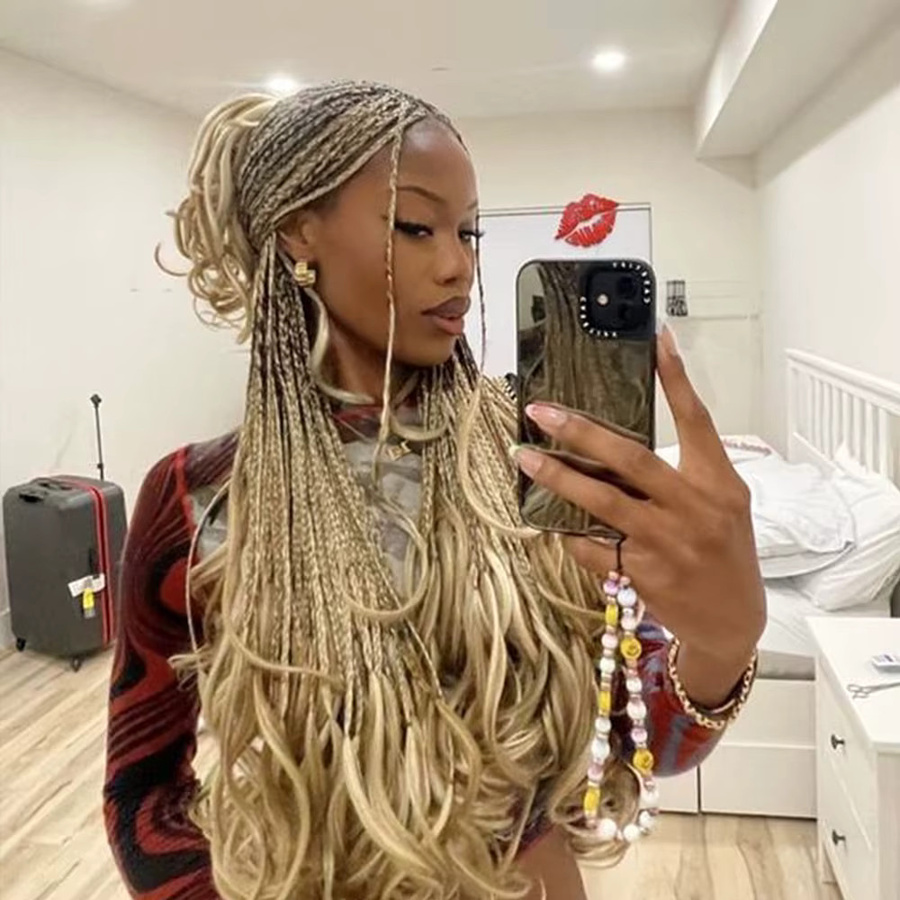 Bewill Blonde Goddess Box Braids Häkelhaar, Ombre P27 613, Synthetisch - Bild 6