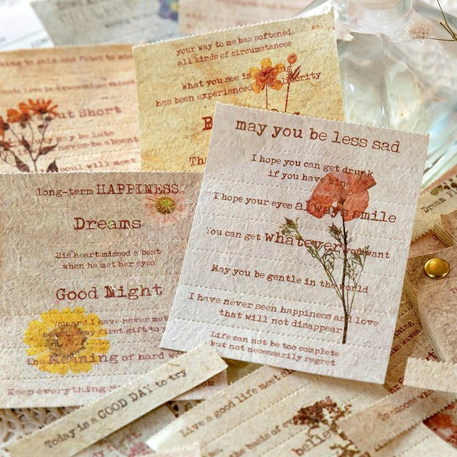 25 Stück Retro Materialpapier in 6 Modellen, bunte Textstreifen für DIY Handjournal und dekorative Hintergründe - Bild 1