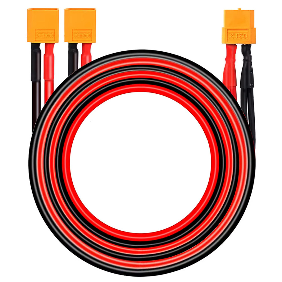 JimMejo XT60 Doppel-Verlängerung Y-Separator mit 1 Buchse auf 2 Stecker, rot, 50 cm - Bild 2