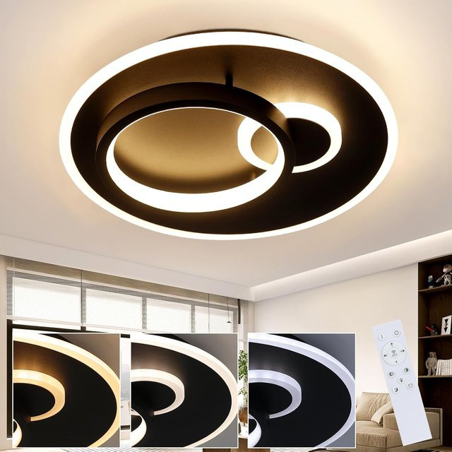 Nettlife LED Deckenlampe Modern Rund in Schwarz mit Fernbedienung und Dimmfunktion, 33W - Bild 1