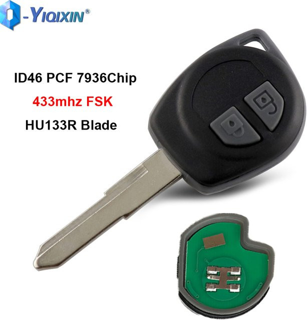 Yiqixin Smart Autoschlüssel 433MHz Fernbedienung mit ID46 PCF7936 Chip für Suzuki Agila Splash Swift Vauxhall Liana Aerio Jimny Ignis Alto SX4, Schwarz - Bild 1