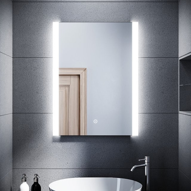 SONNI Badezimmer LED Spiegel mit Touchschalter, Weiß, B: 60 cm, H: 80 cm, GTBM1086 - Bild 1