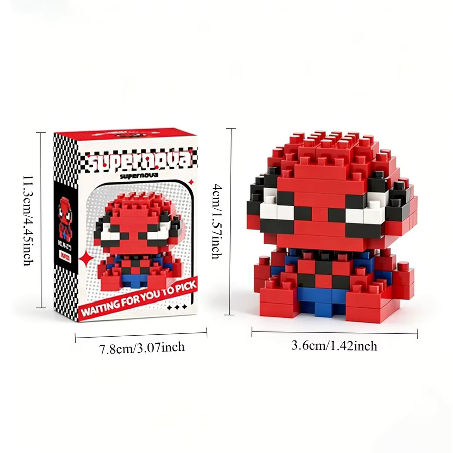 Bandai Marvel Superhelden-Figuren Spider-Man Superman Captain America, 3D Mini Mikropartikel-Bausteine, Set - Bild 3