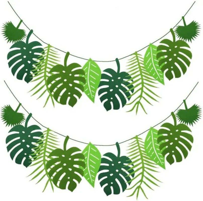 OURFETE Tropische Schildkrötenblatt-Girlande aus Papier in Grün für Hawaiianische Luau-Partys, Hochzeiten und Geburtstage - Bild 1