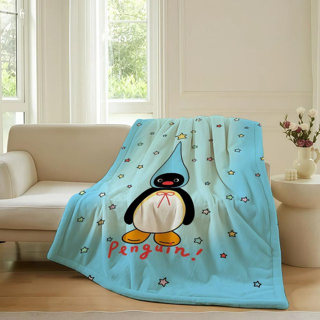 ZbrFifteen Kuschelige Pinguin Decke aus Fleece in Blau, B/B: 150 x 180 cm - Bild 1