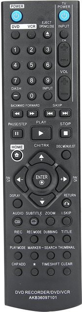 LG Ersatzfernbedienung für DVD/VCR/DVDR Recorder in Schwarz - Bild 1
