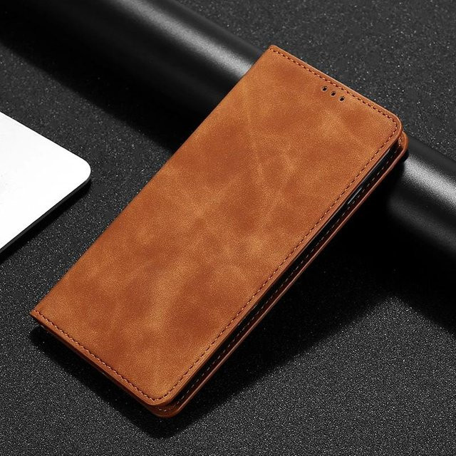 PU Lederhülle für Samsung Galaxy M-Serie und Xcover 5/6 Pro in Hellbraun - Bild 1