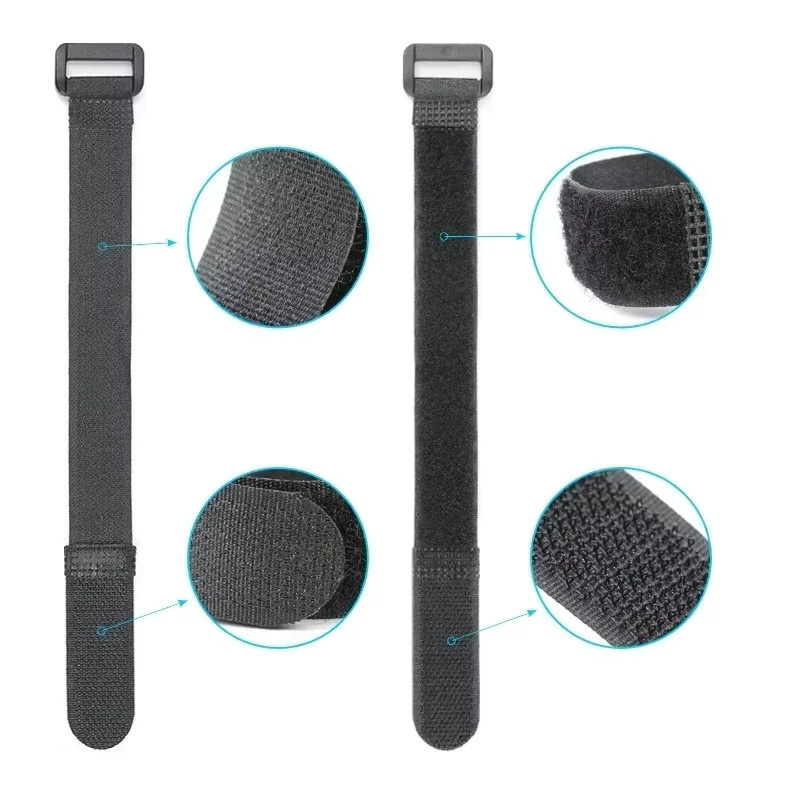 Wiederverwendbare Kabelbinder aus Nylon in Schwarz mit selbstklebender Hakenschlaufe und umgekehrter Schnalle, Breite: 20 mm - Bild 4