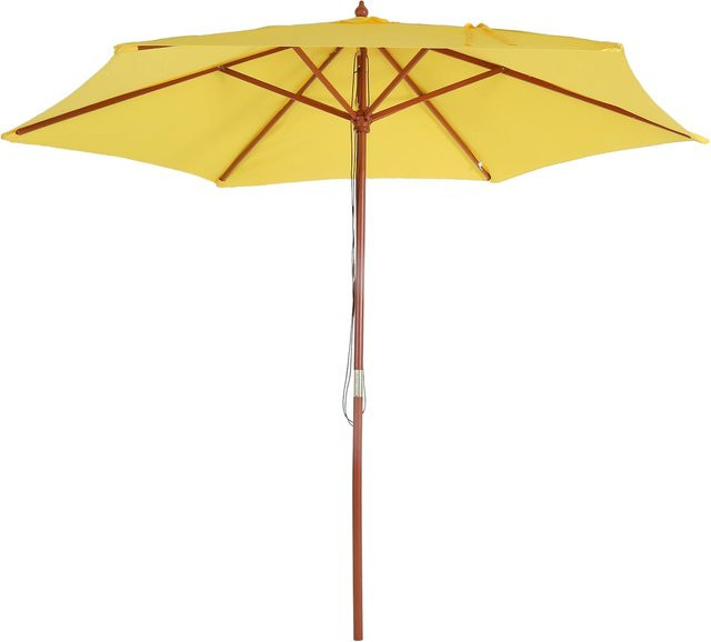 MCW Sonnenschirm Lissabon aus Holz und Polyester in Gelb mit Ø 3 m - Bild 1