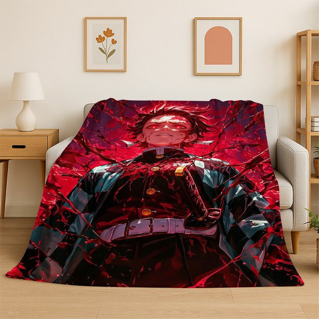 MINISO Demon Slayer Anime Flanell blanket Kamado Nezuko Tanjirou weiche und warme Decke Multicolor - Bild 1