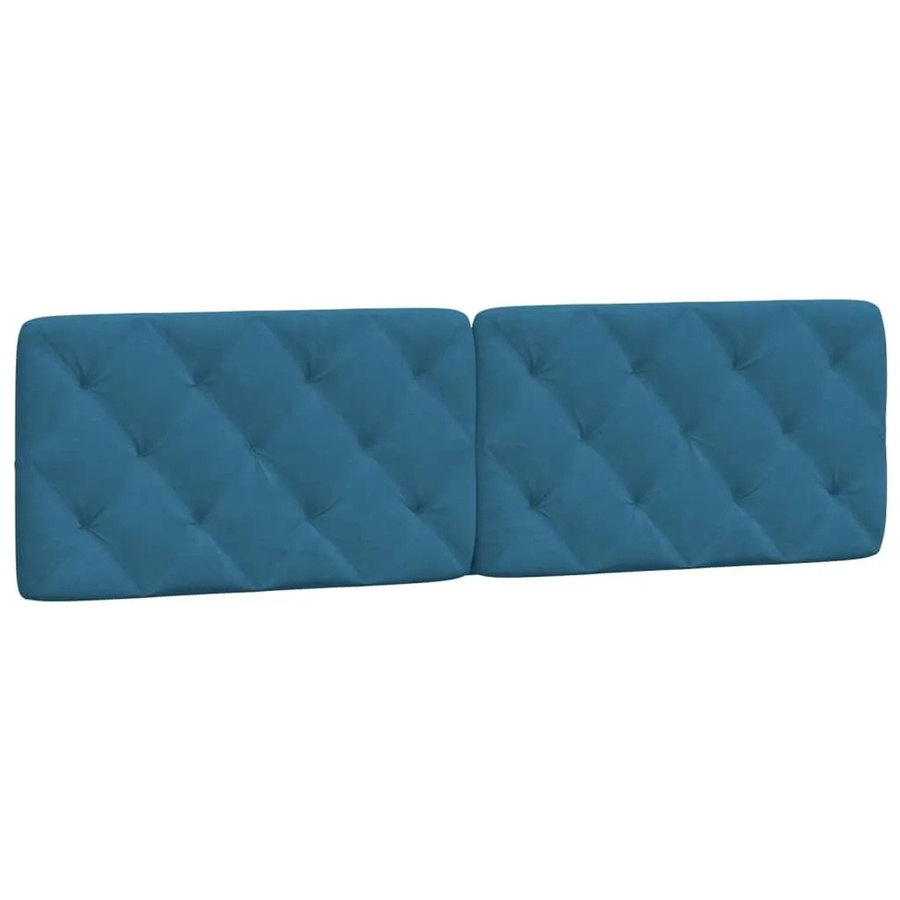 vidaXL Kopfteil-Kissen aus Samt in Blau mit Rauten-Heftung, Breite: 185 cm - Bild 2