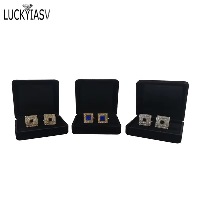 Manschettenknöpfe und Krawattenclip Set von luckyiasv in Schwarz mit Samt und Metall inklusive Geschenkbox für Herren - Bild 3